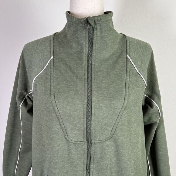 Title Nine Fleece Zip Up Jacket Women's Small Green Soft Olive Athletic Running - Picture 2 of 15